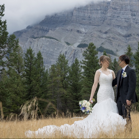 Antique White Satin Lace Tulle Beaded Bridal Gown - YNS Wedding Tokyo - Picture 9 of 16